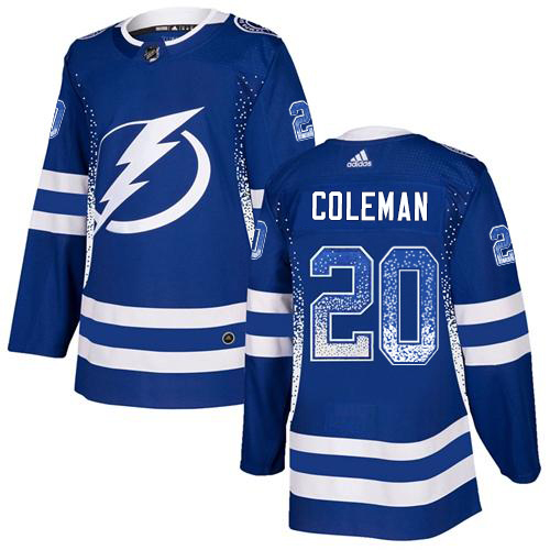 Adidas Tampa Bay Lightning Men 20 Blake Coleman Blue Home Authentic Drift Fashion Stitched NHL Jersey